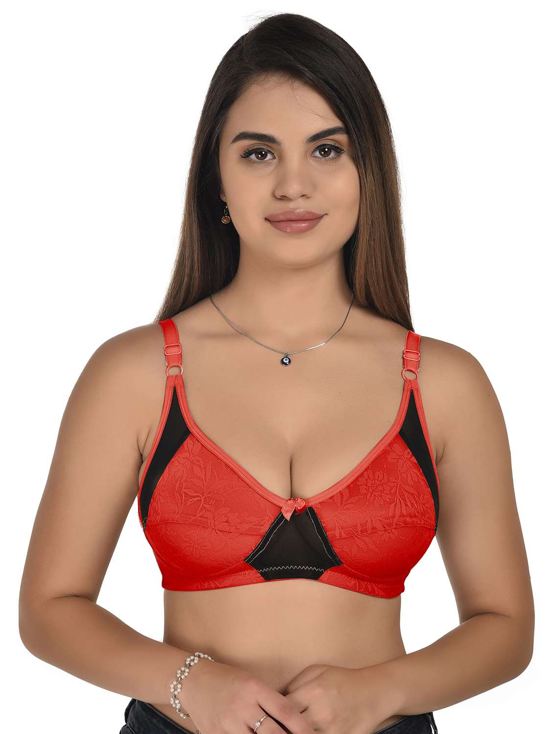 red cotton tshirt bra