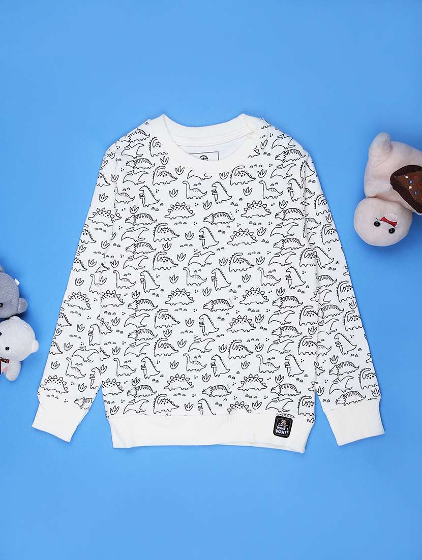 boys printed long sleeve relaxed fit t-shirt