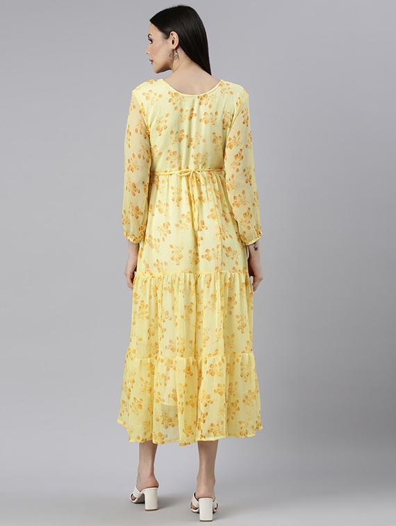 women floral print long sleeve tiered dress - 22027091 - Standard Image - 3