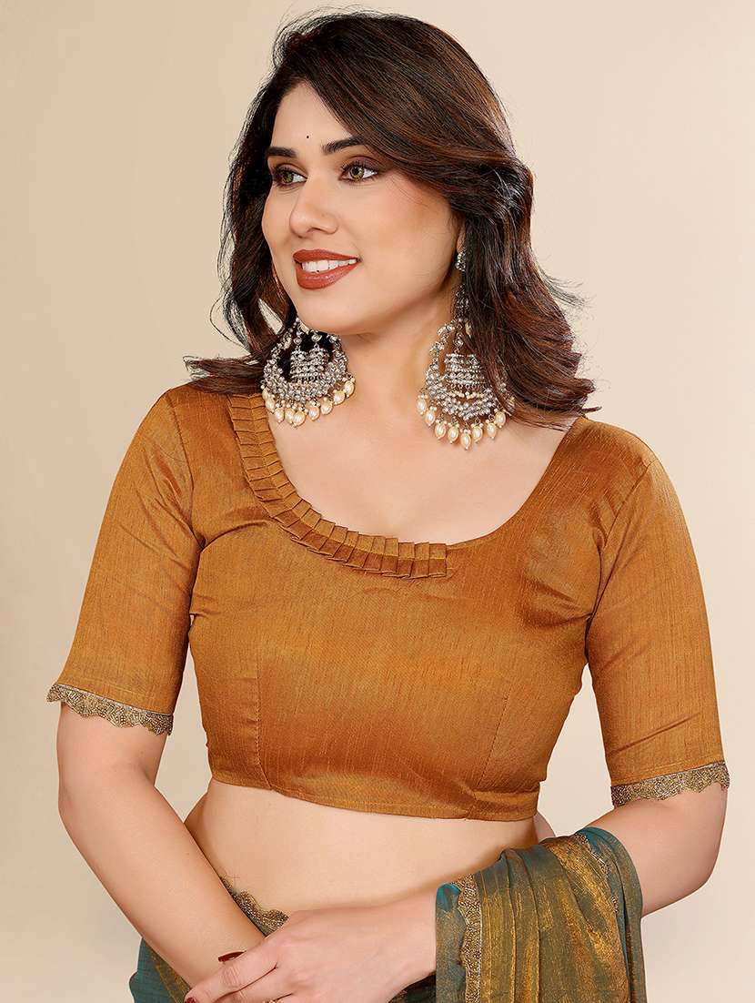 women solid with bordered embellished saree with blouse - 22027107 -  Standard Image - 3