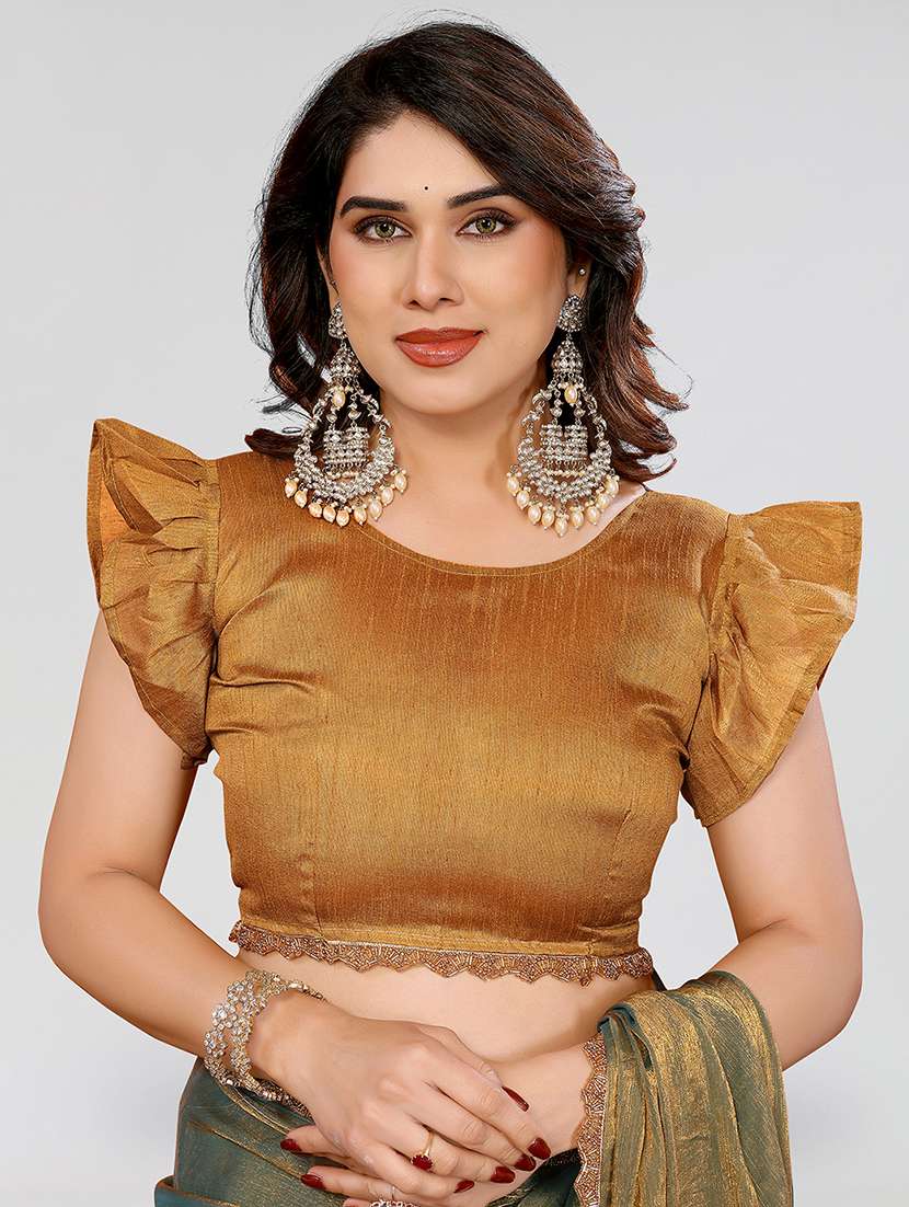 women solid with bordered embellished saree with blouse - 22027117 -  Standard Image - 3