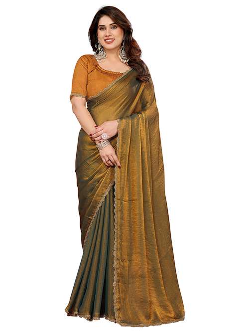women solid with bordered embellished saree with blouse - 22027125 -  Standard Image - 0