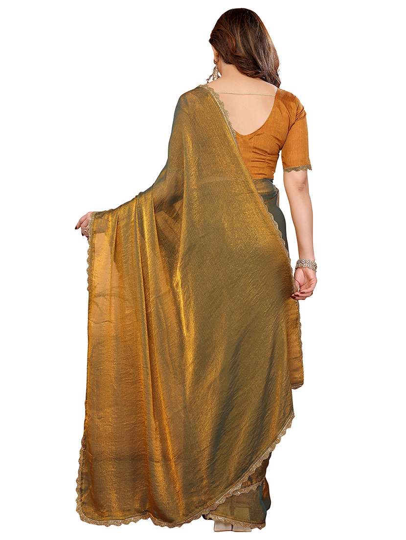 women solid with bordered embellished saree with blouse - 22027125 -  Standard Image - 3