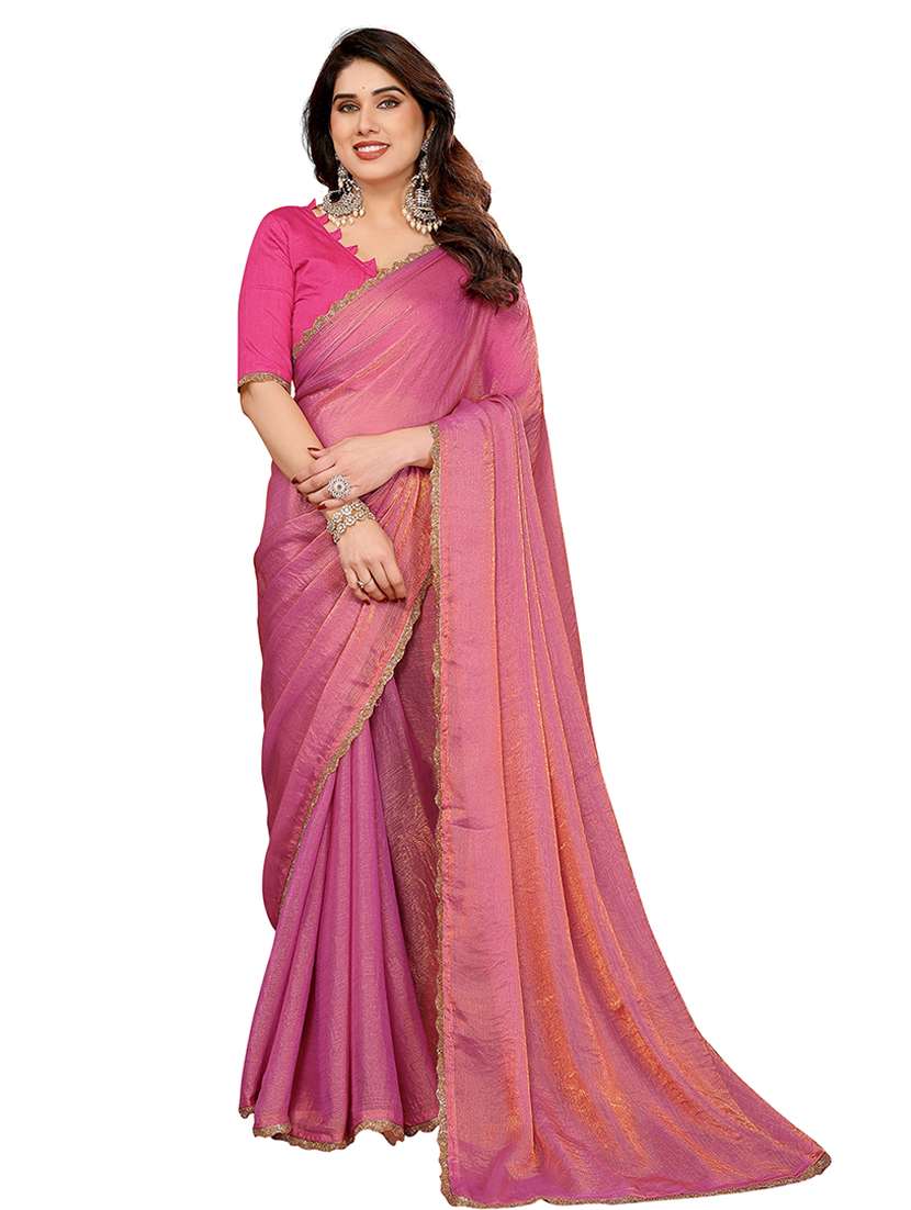 women solid with bordered embellished saree with blouse