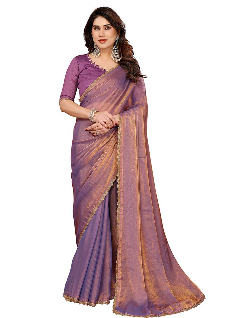 women solid with bordered embellished saree with blouse