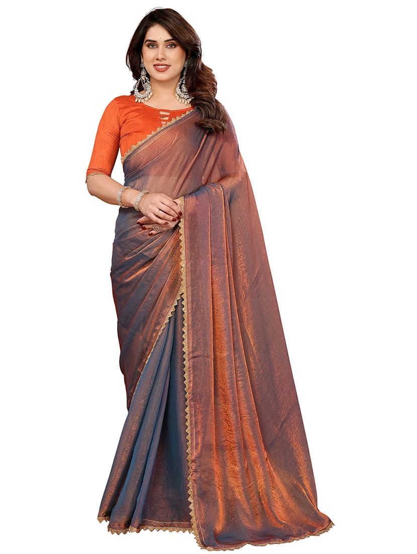 women solid with bordered embellished saree with blouse