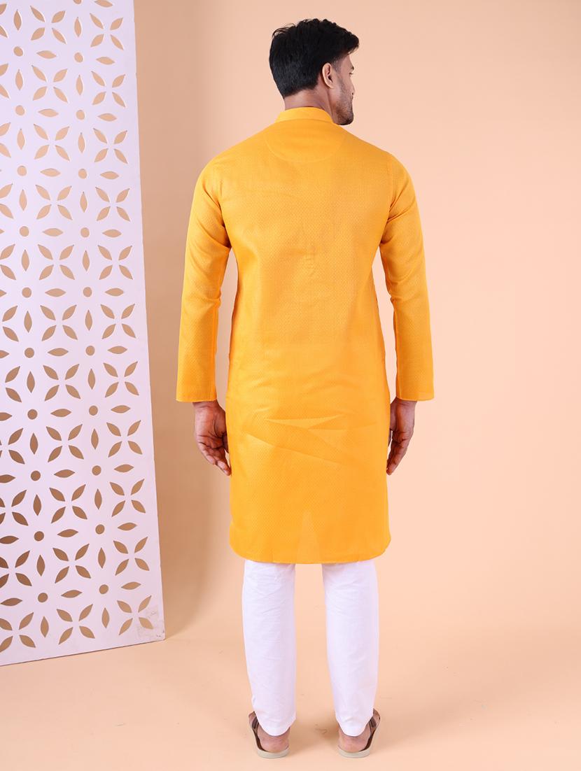 men solid mandarin neck kurta pyjama ethnic wear set - 22027371 - Standard Image - 3