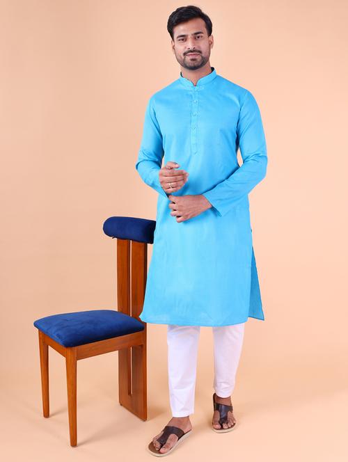 men solid mandarin neck kurta pyjama ethnic wear set - 22027372 -  Standard Image - 0