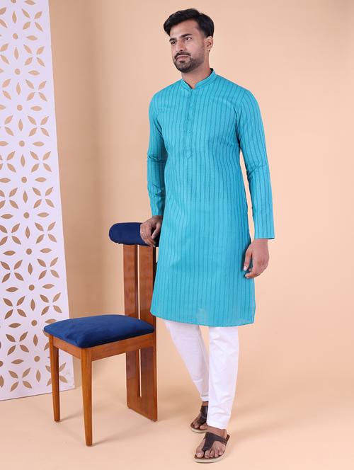 men striped mandarin neck kurta pyjama ethnic wear set - 22027374 -  Standard Image - 0