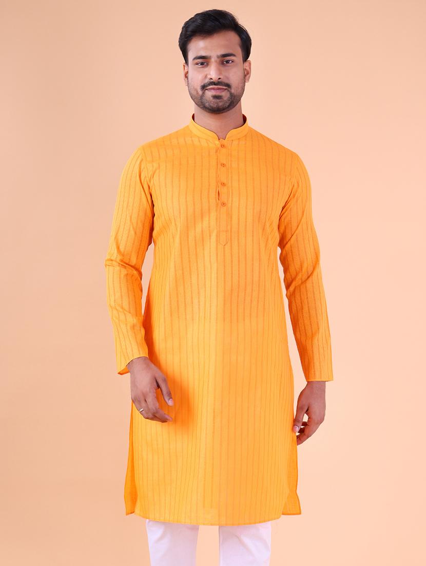 men striped mandarin neck kurta pyjama ethnic wear set - 22027378 - Standard Image - 3