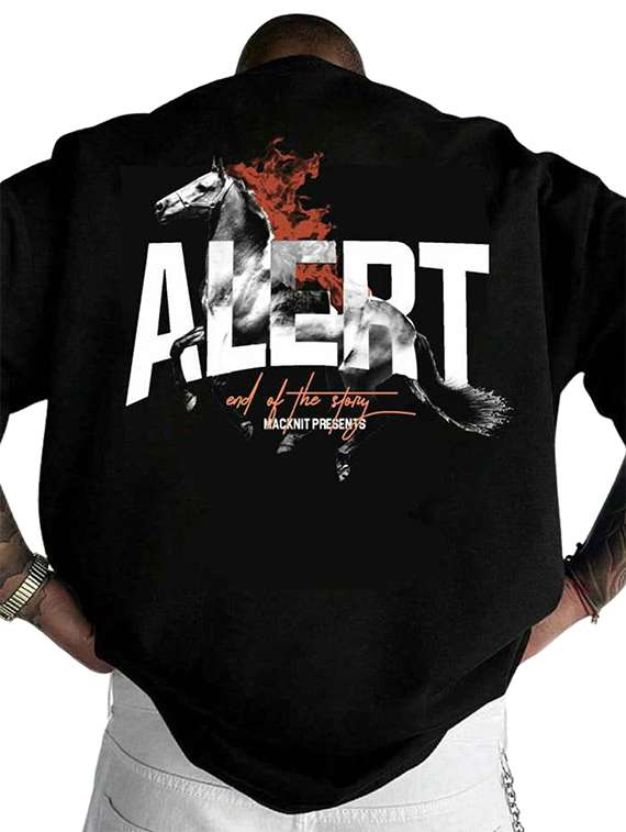 men back & front print short sleeve oversized t-shirt