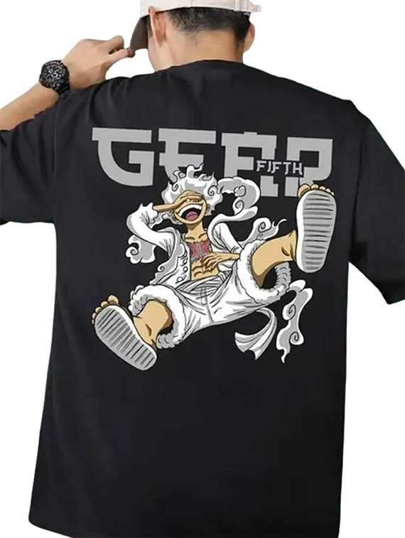 men back & front print short sleeve oversized t-shirt