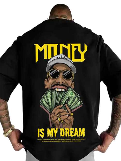 Men Back & Front Print Short Sleeve Oversized T Shirt