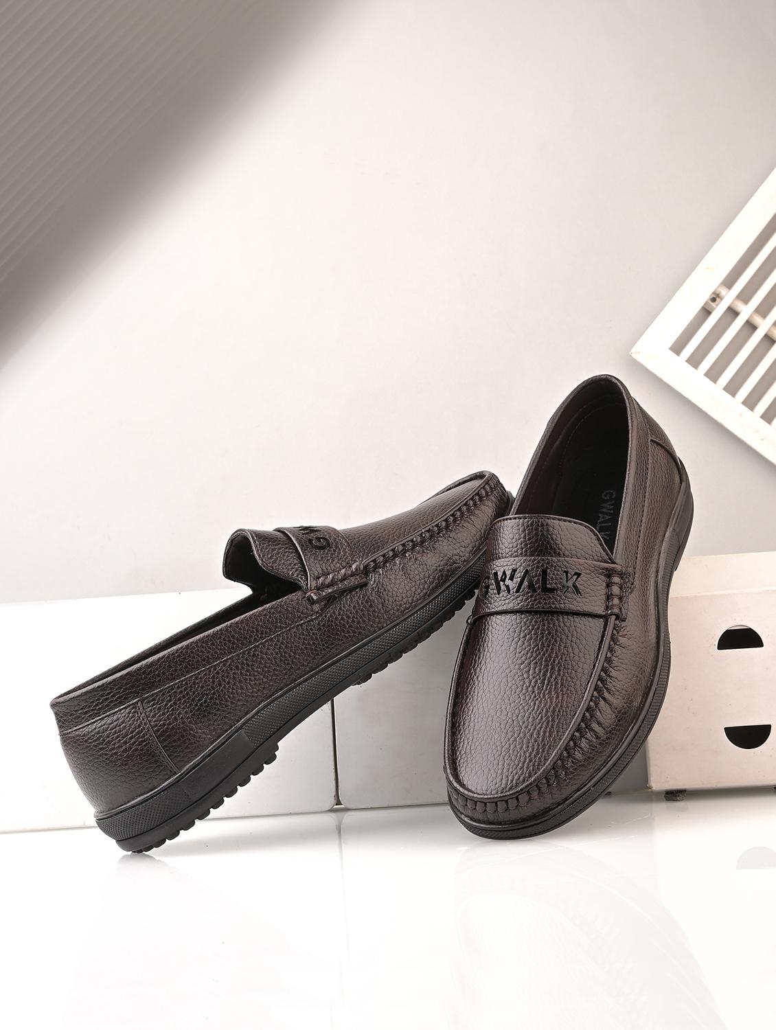 men brown slip on loafer