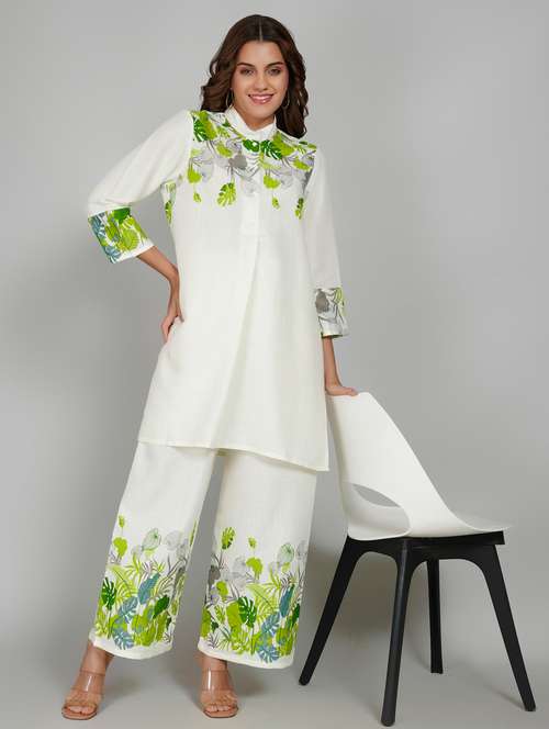 women printed three quarter sleeve ethnic co-ord set - 22027444 - Standard Image - 0