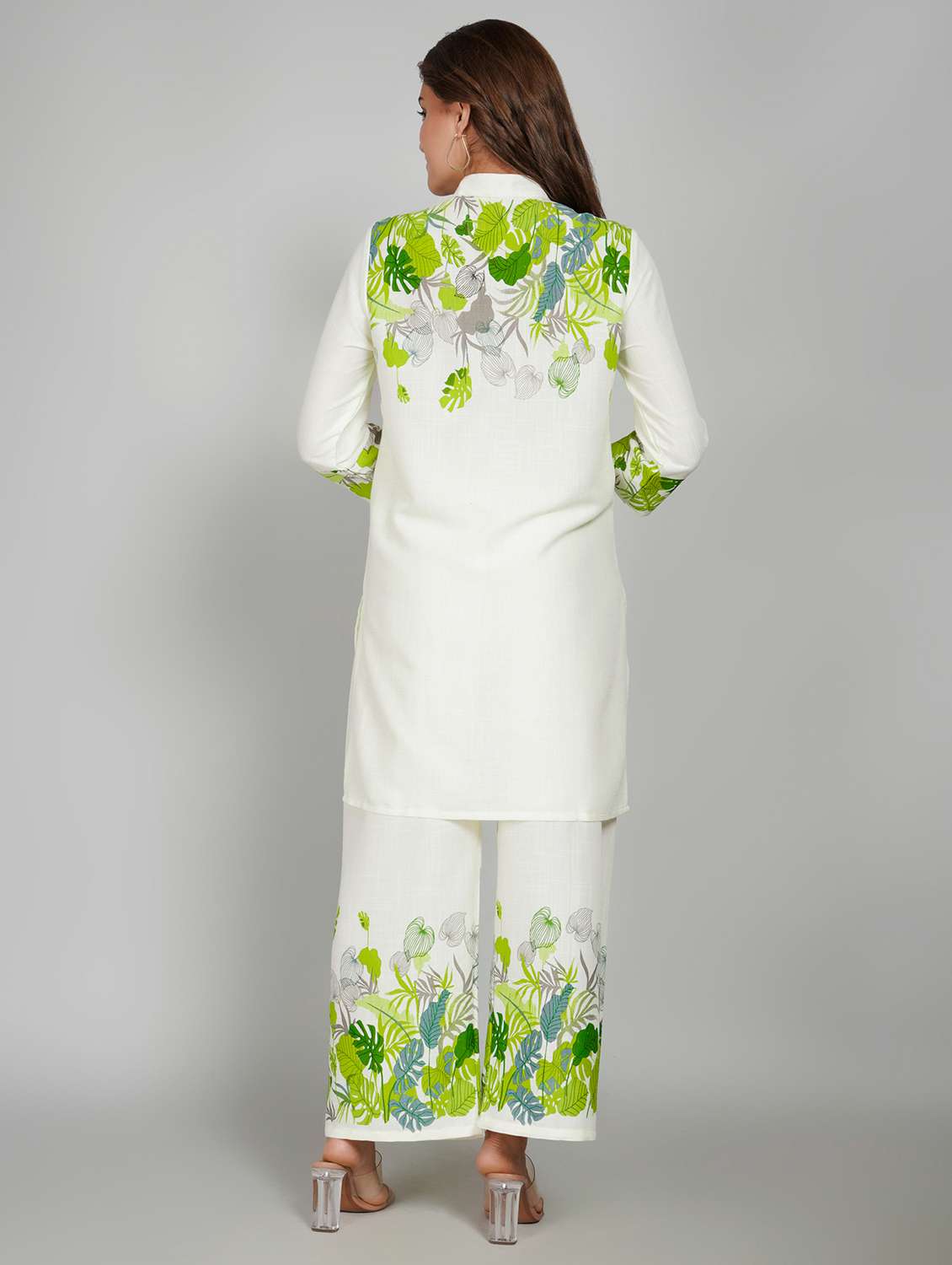 women printed three quarter sleeve ethnic co-ord set - 22027444 - Standard Image - 3