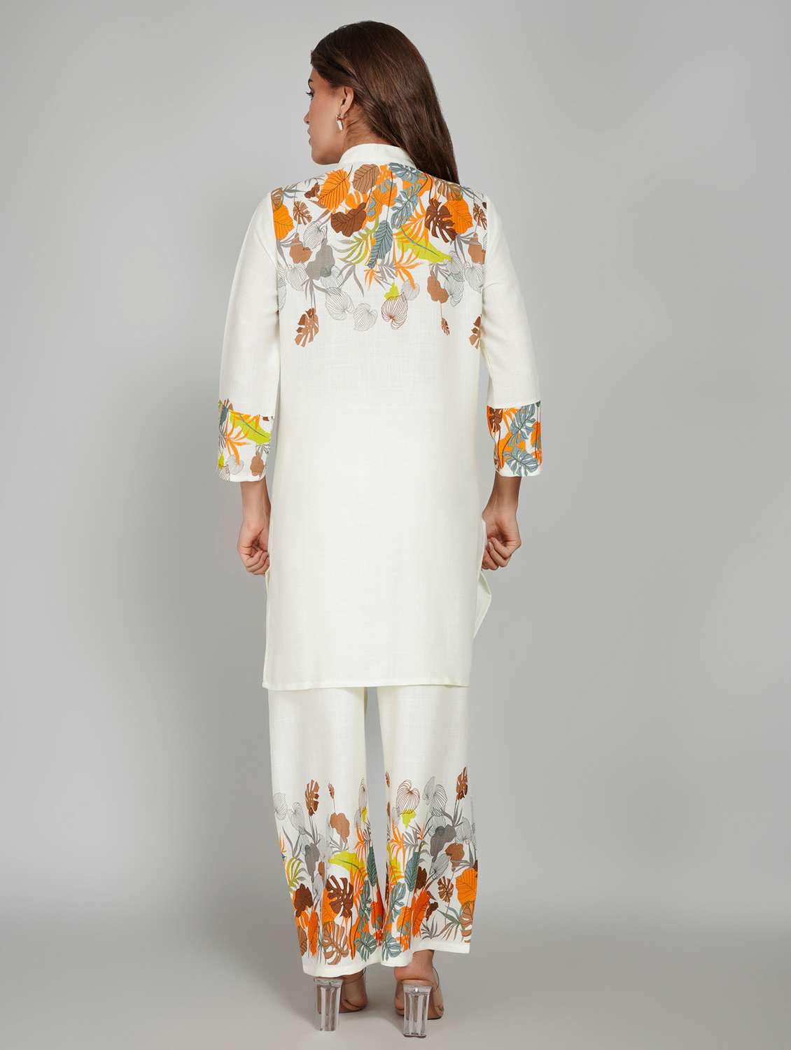 women printed three quarter sleeve ethnic co-ord set - 22027445 - Standard Image - 3