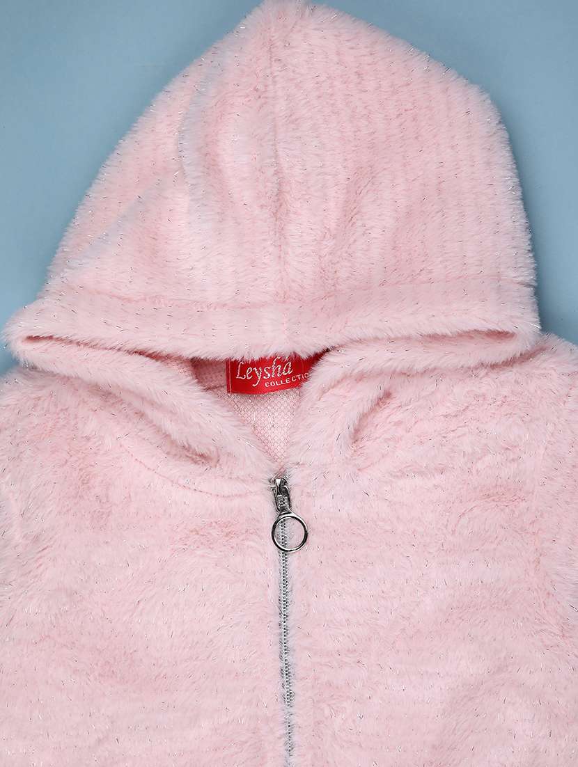 girls solid long sleeve hooded sweatshirt - 22027764 -  Standard Image - 3