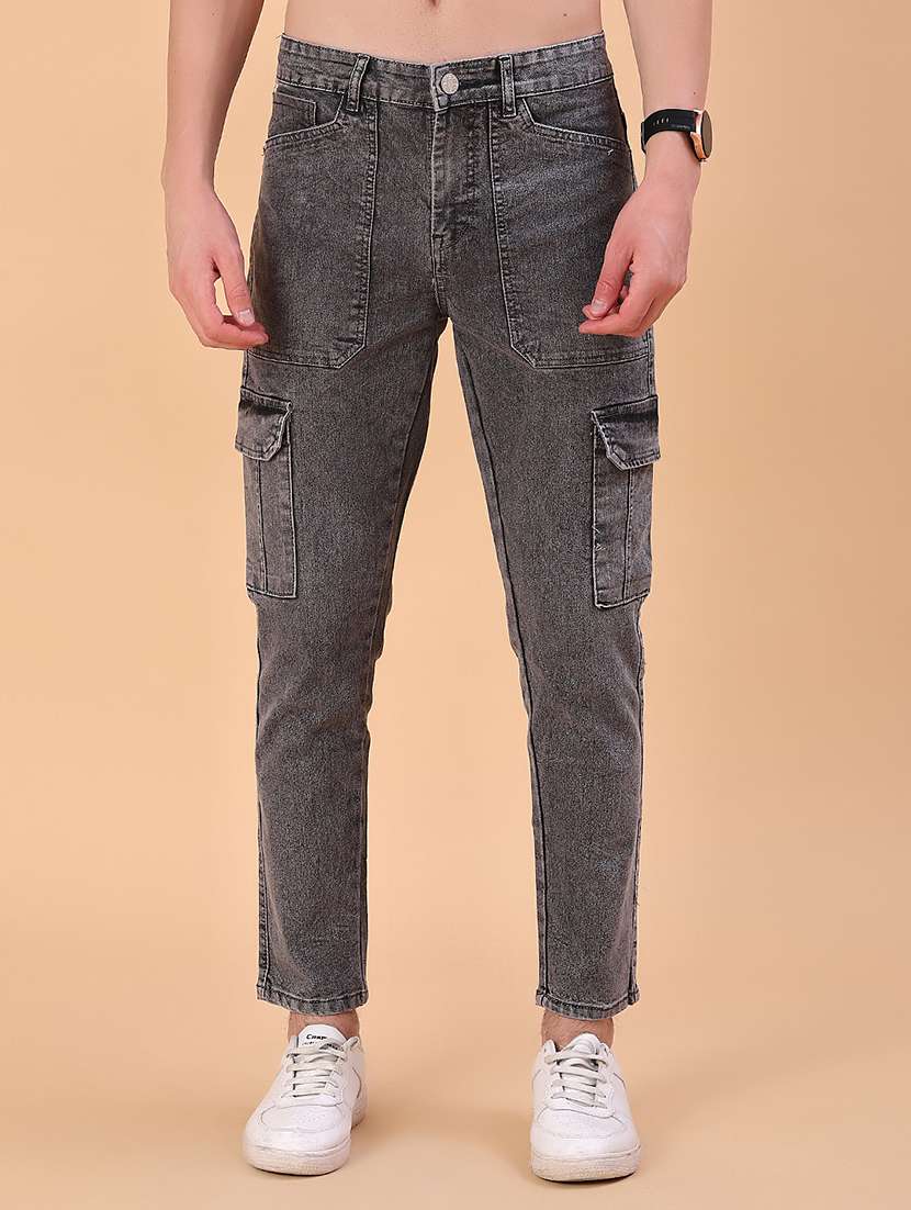 men solid mid rise cargo