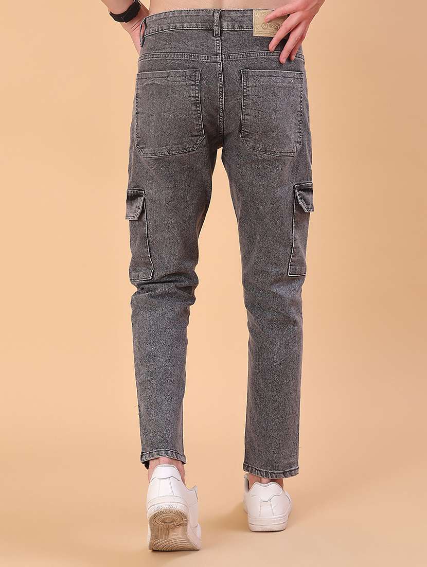 men solid mid rise cargo - 22027932 -  Standard Image - 3