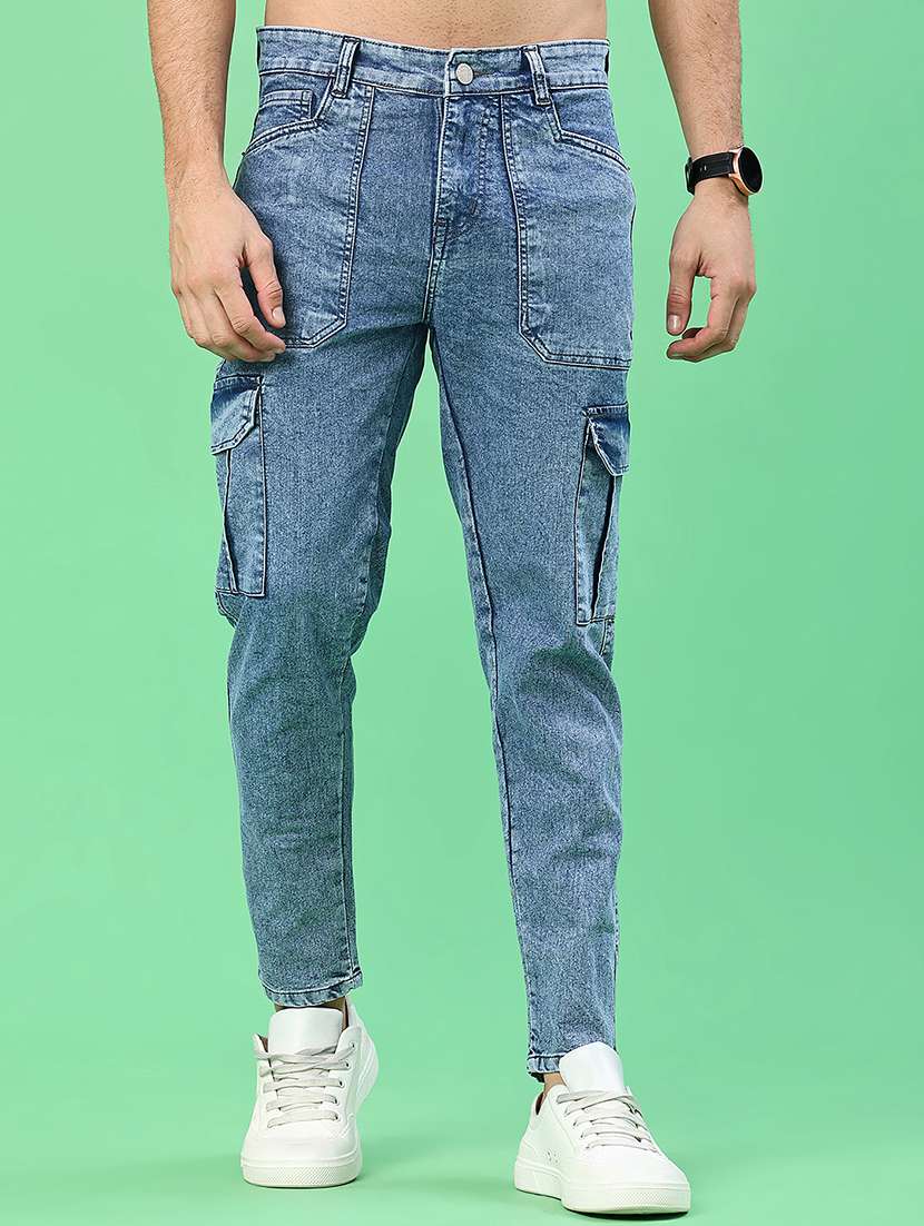 men solid mid rise cargo