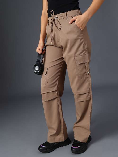 women solid mid rise parachute pant - 22027953 -  Standard Image - 0