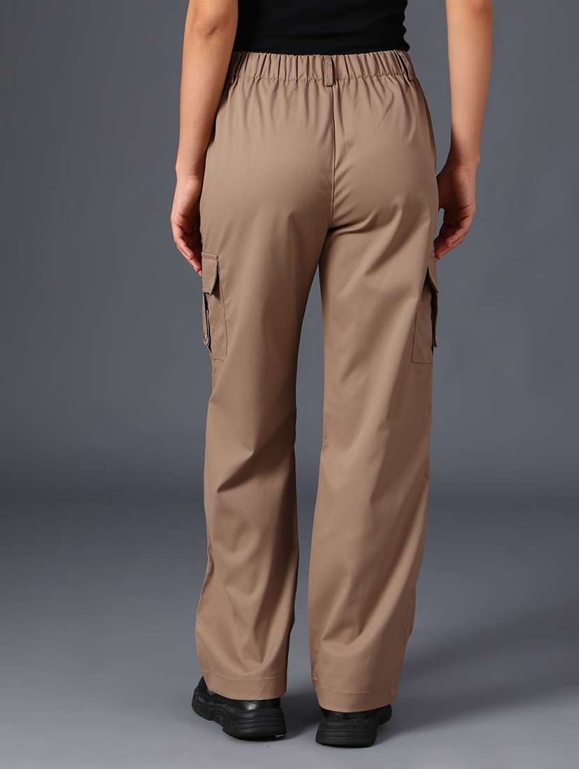 women solid mid rise parachute pant - 22027953 -  Standard Image - 3