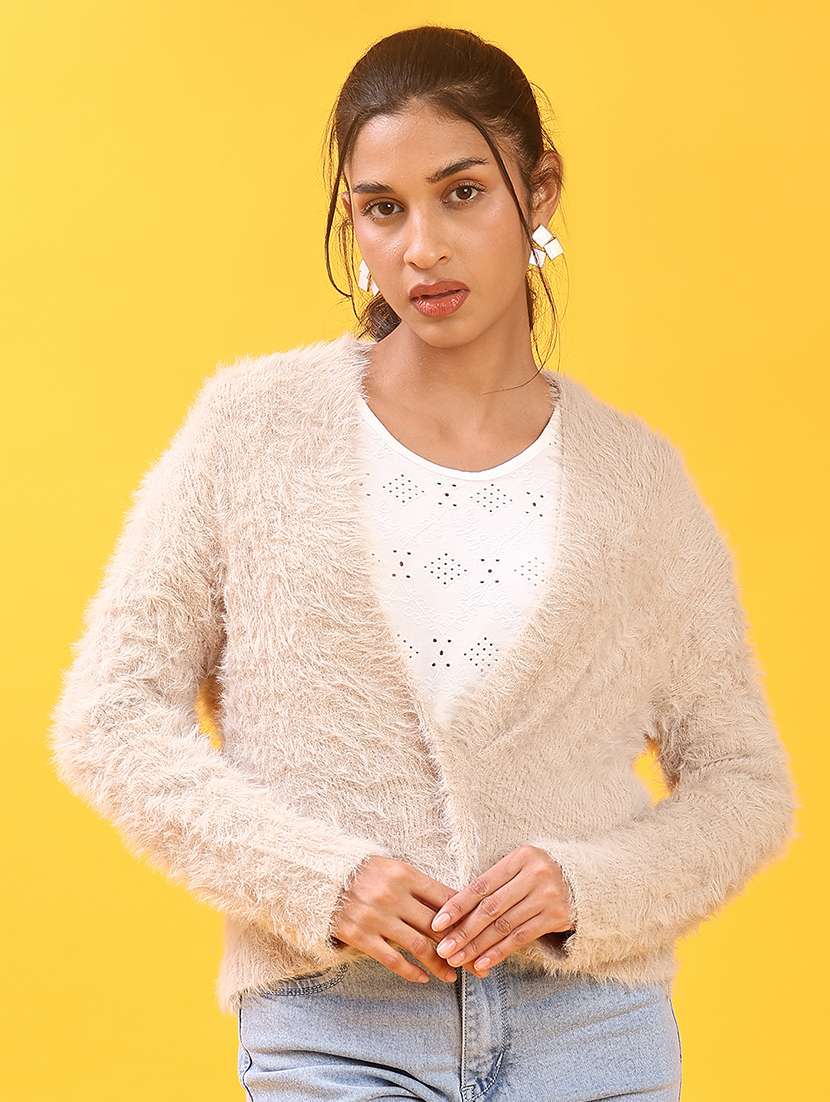 women solid long sleeve cardigan - 22027975 -  Standard Image - 3