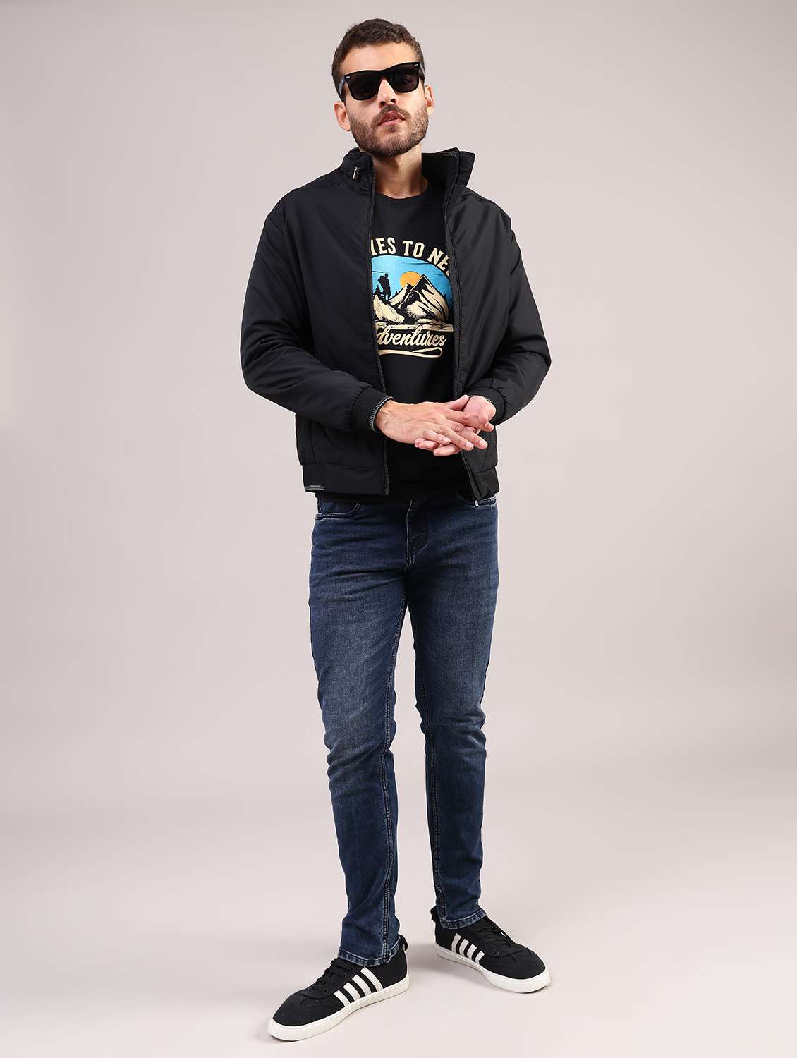 men solid stand collar long sleeve puffer jacket - 22028004 -  Standard Image - 5