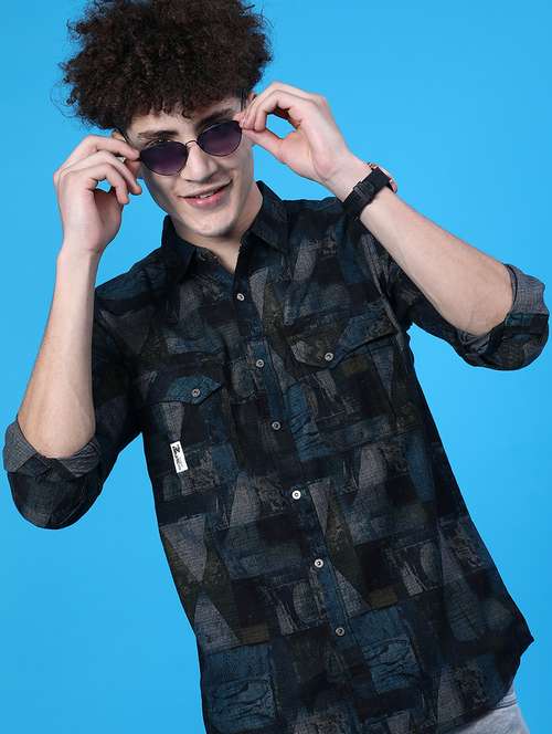 men printed long sleeve regular fit casual shirt - 22028042 -  Standard Image - 0