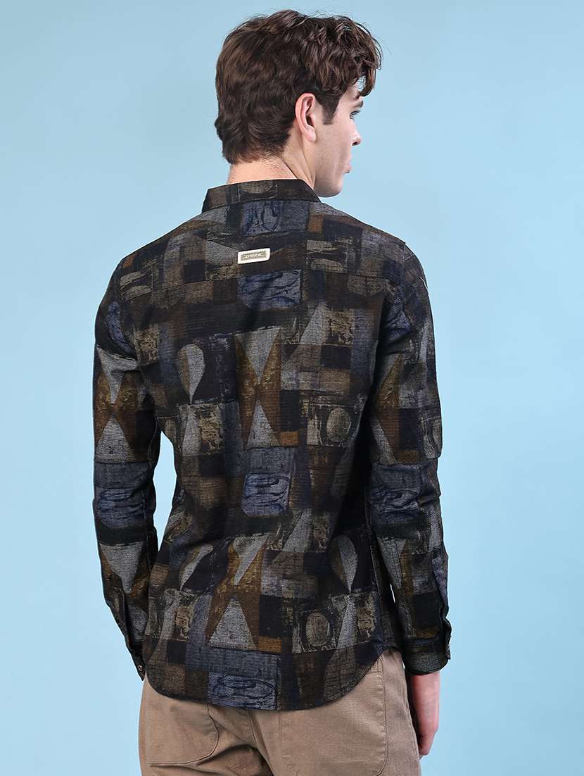 men printed long sleeve regular fit casual shirt - 22028043 -  Standard Image - 3