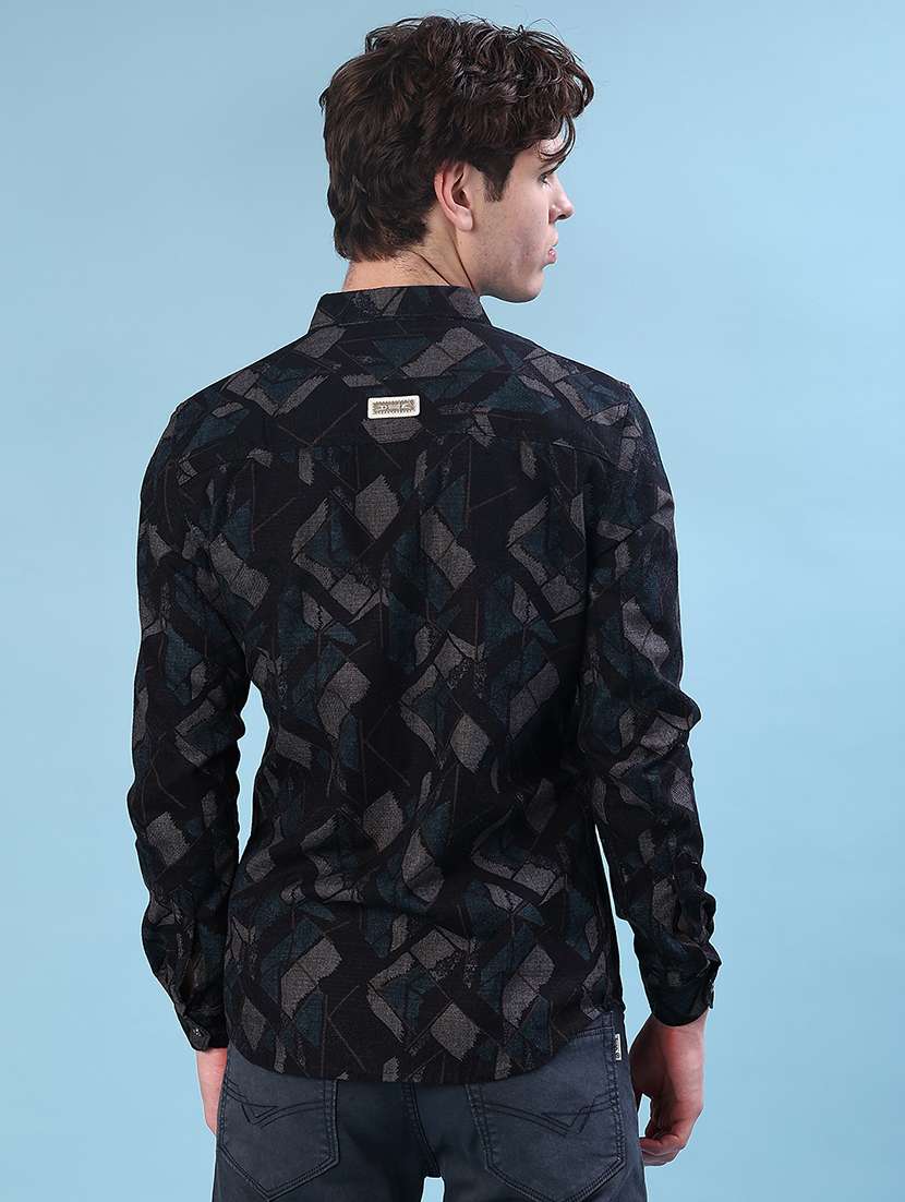 men printed long sleeve regular fit casual shirt - 22028044 -  Standard Image - 3