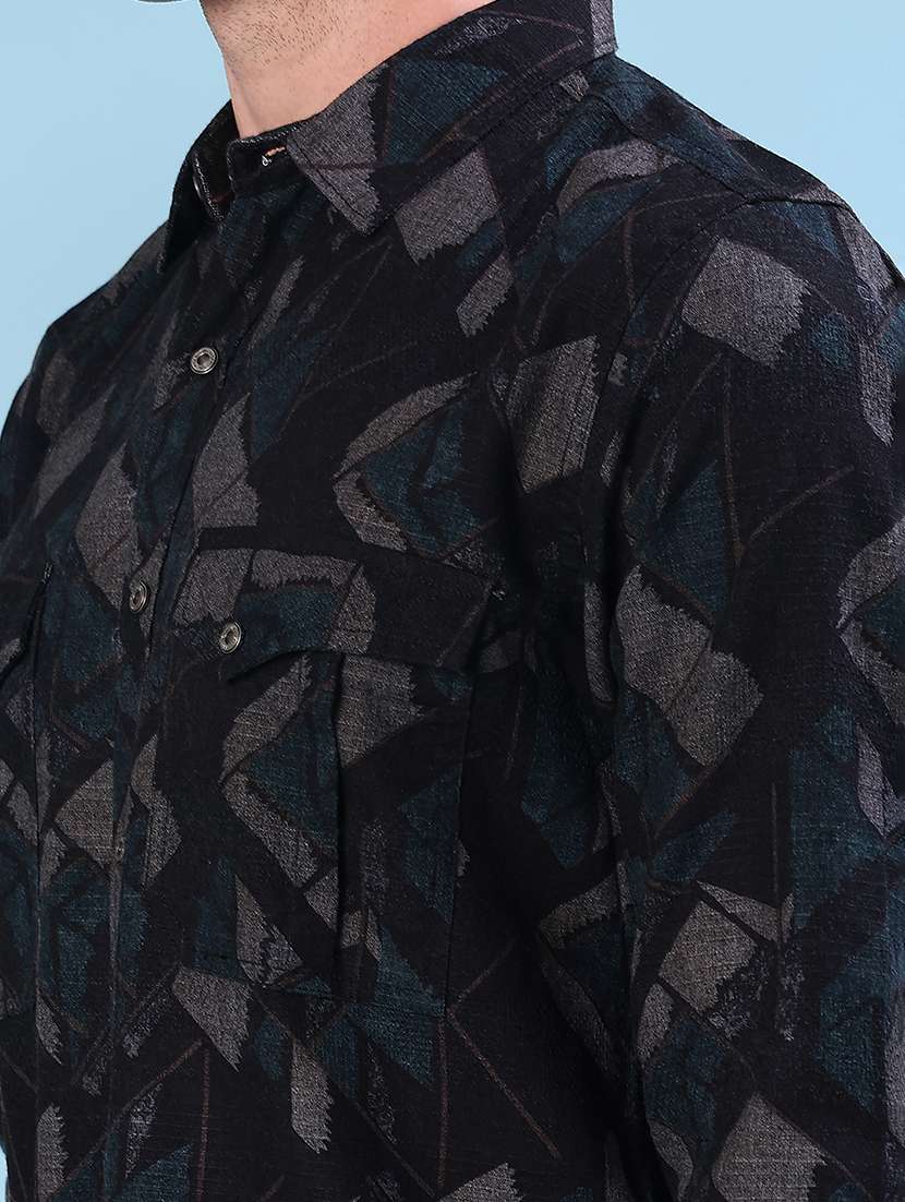 men printed long sleeve regular fit casual shirt - 22028044 -  Standard Image - 5