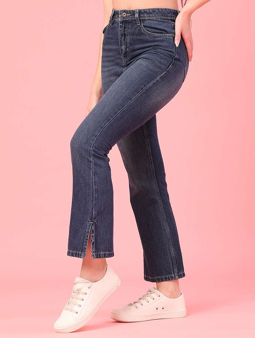 women solid mid rise bootcut jeans - 22028059 -  Standard Image - 3