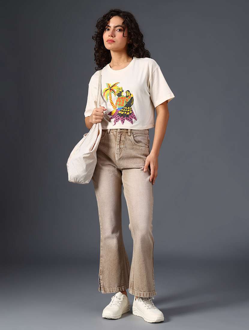 women solid mid rise bootcut jean - 22028060 -  Standard Image - 5