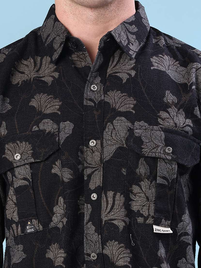 men printed long sleeve regular fit casual shirt - 22028090 -  Standard Image - 5