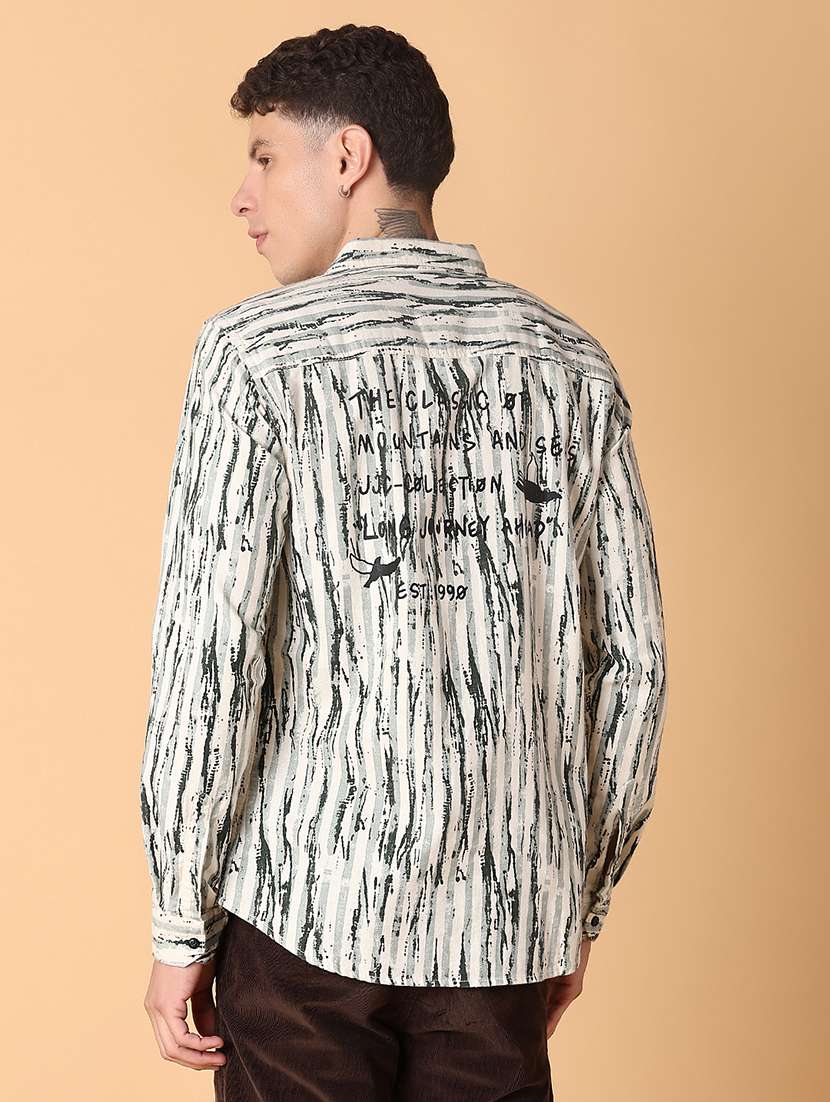 men printed long sleeve slim fit casual shirt - 22028095 -  Standard Image - 3