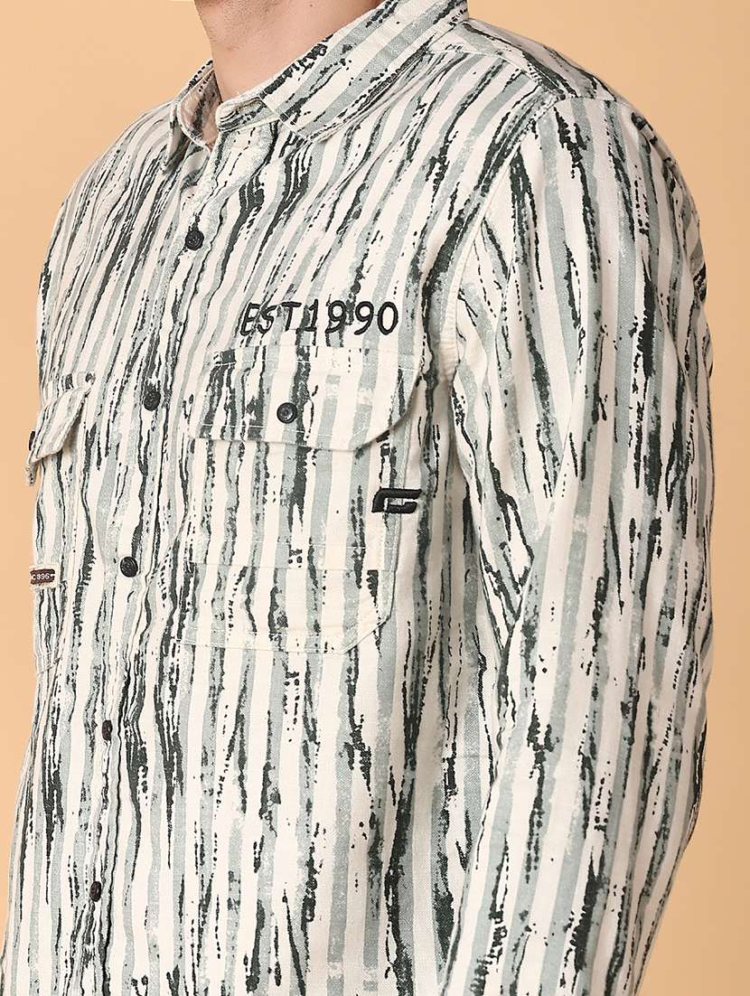 men printed long sleeve slim fit casual shirt - 22028095 -  Standard Image - 5