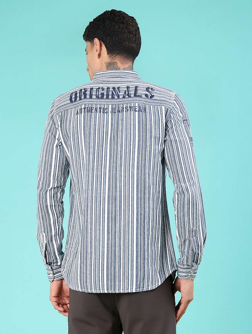 men striped long sleeve regular fit casual shirt - 22028096 - Standard Image - 3