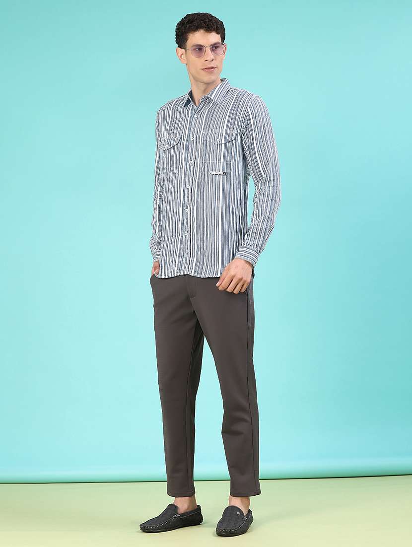 men striped long sleeve regular fit casual shirt - 22028096 - Standard Image - 5