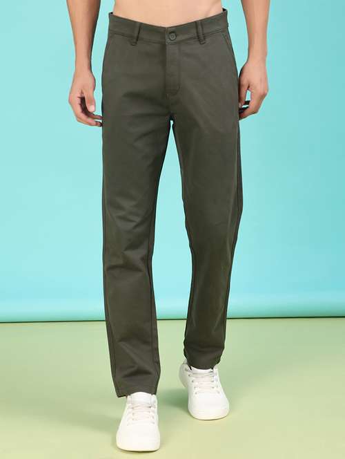 men solid mid rise flat front casual trouser - 22028202 -  Standard Image - 0