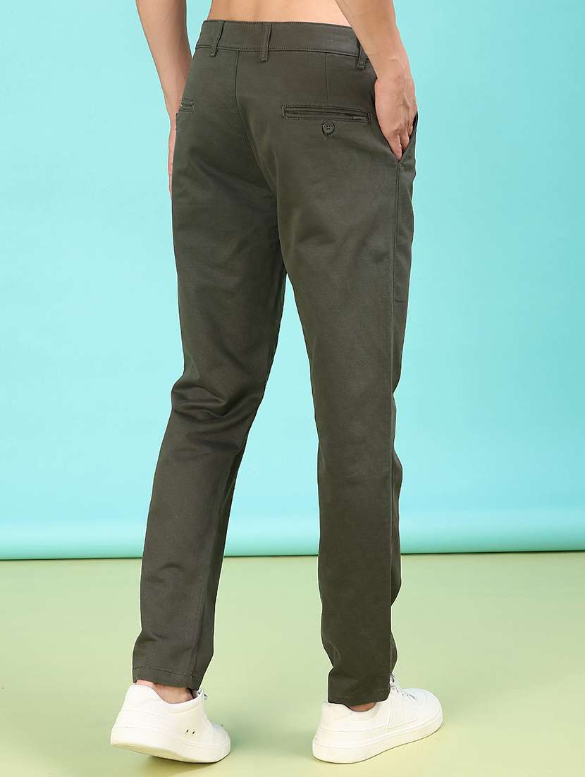 men solid mid rise flat front casual trouser - 22028202 -  Standard Image - 3