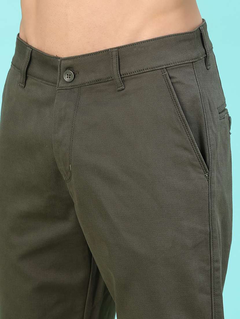 men solid mid rise flat front casual trouser - 22028202 -  Standard Image - 5