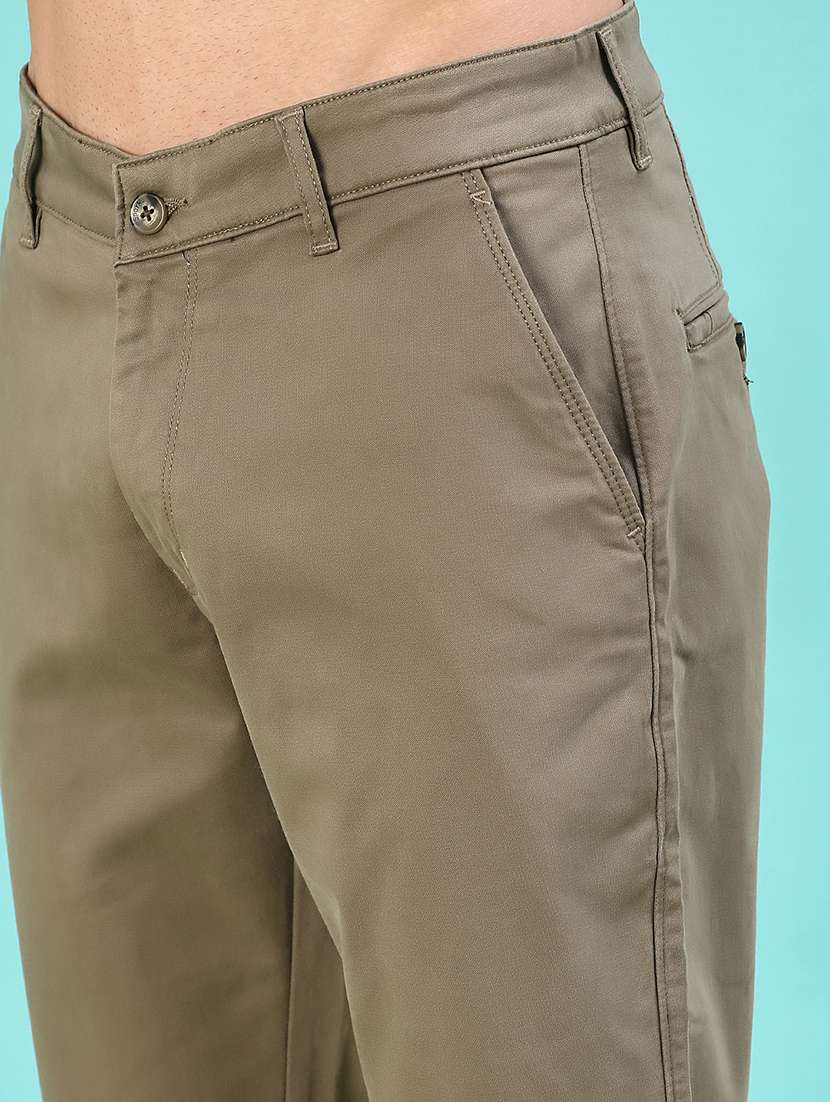 men solid mid rise flat front casual trouser - 22028205 -  Standard Image - 5