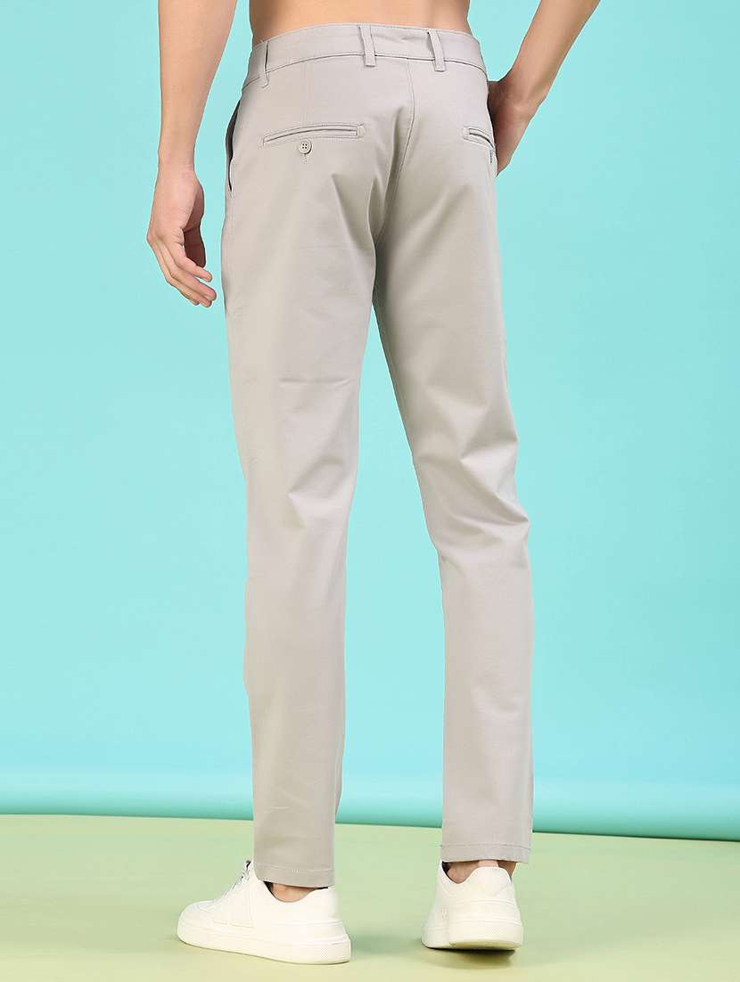 men solid mid rise flat front casual trouser - 22028207 -  Standard Image - 3