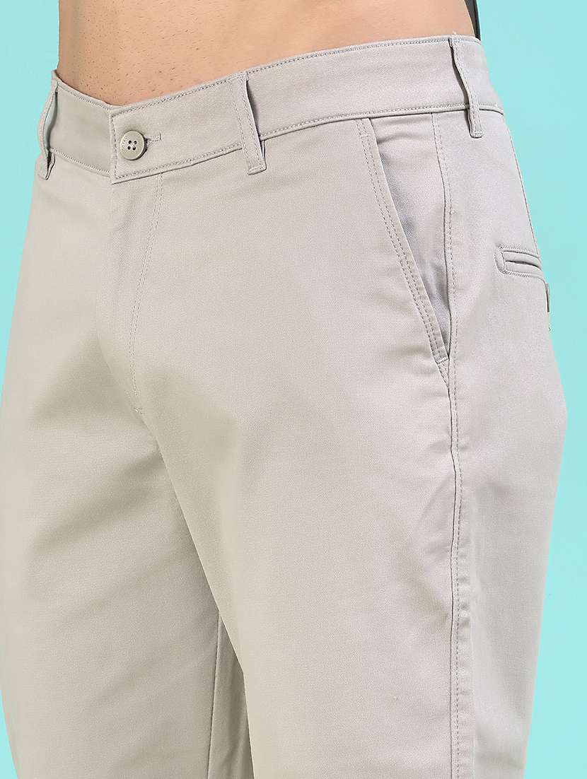 men solid mid rise flat front casual trouser - 22028207 -  Standard Image - 5