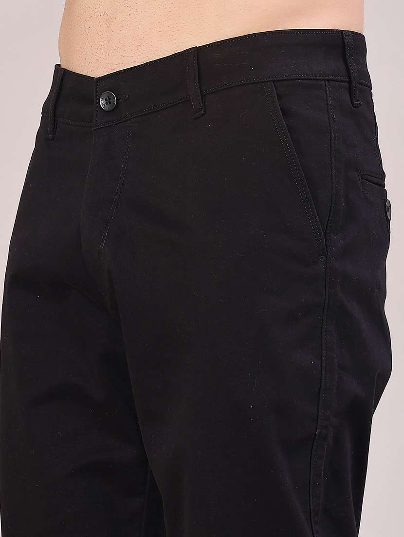 men solid mid rise flat front casual trouser - 22028208 - Standard Image - 5