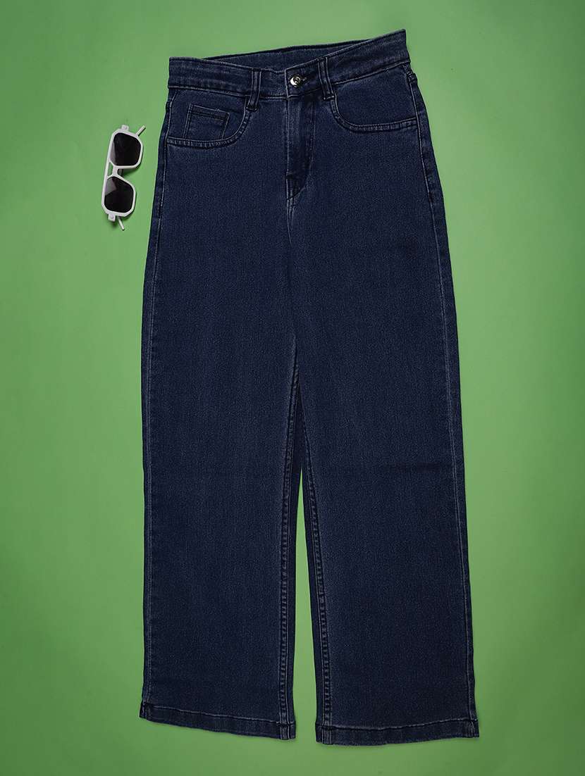 girls plain mid rise relaxed fit jeans