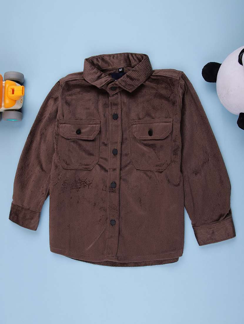 boys solid long sleeve casual shirt