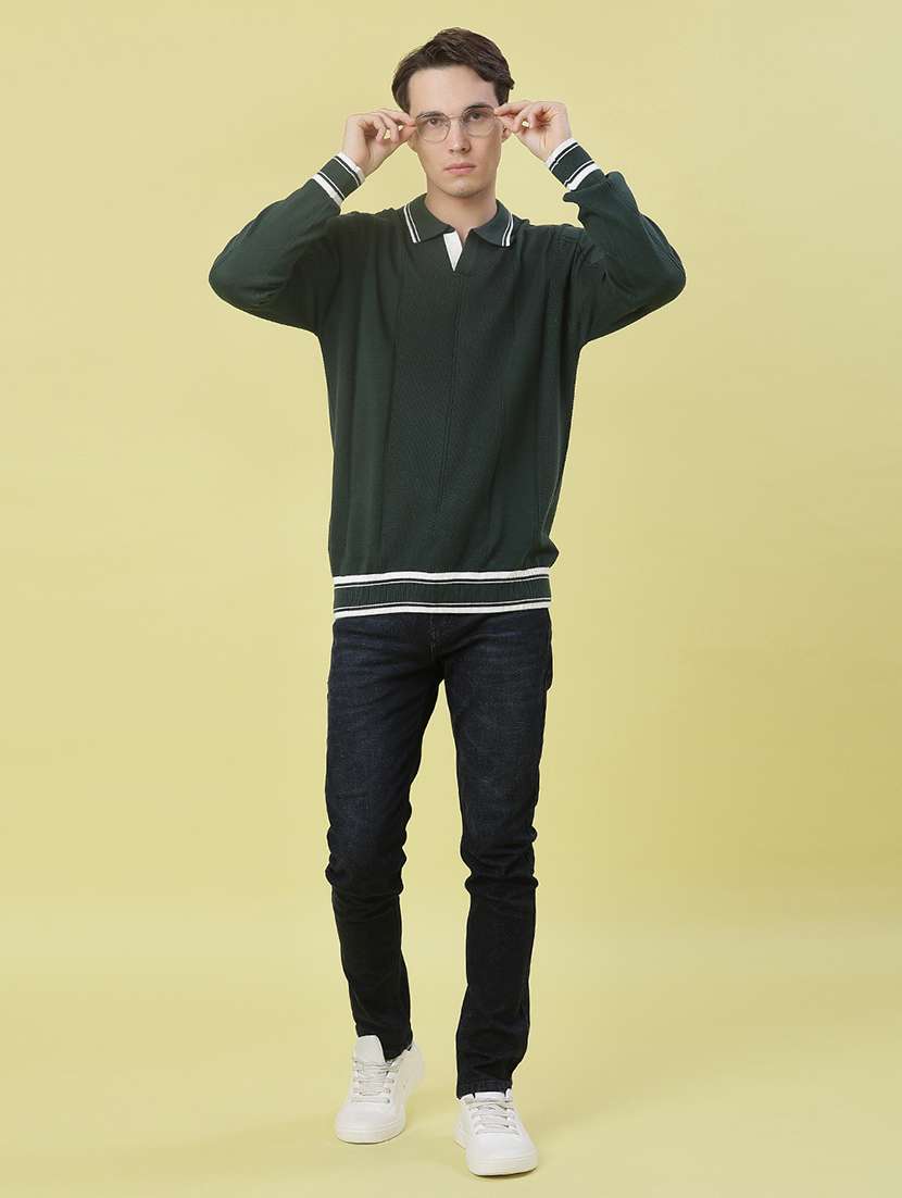 men self design long sleeve regular fit pullover  - 22028314 -  Standard Image - 3